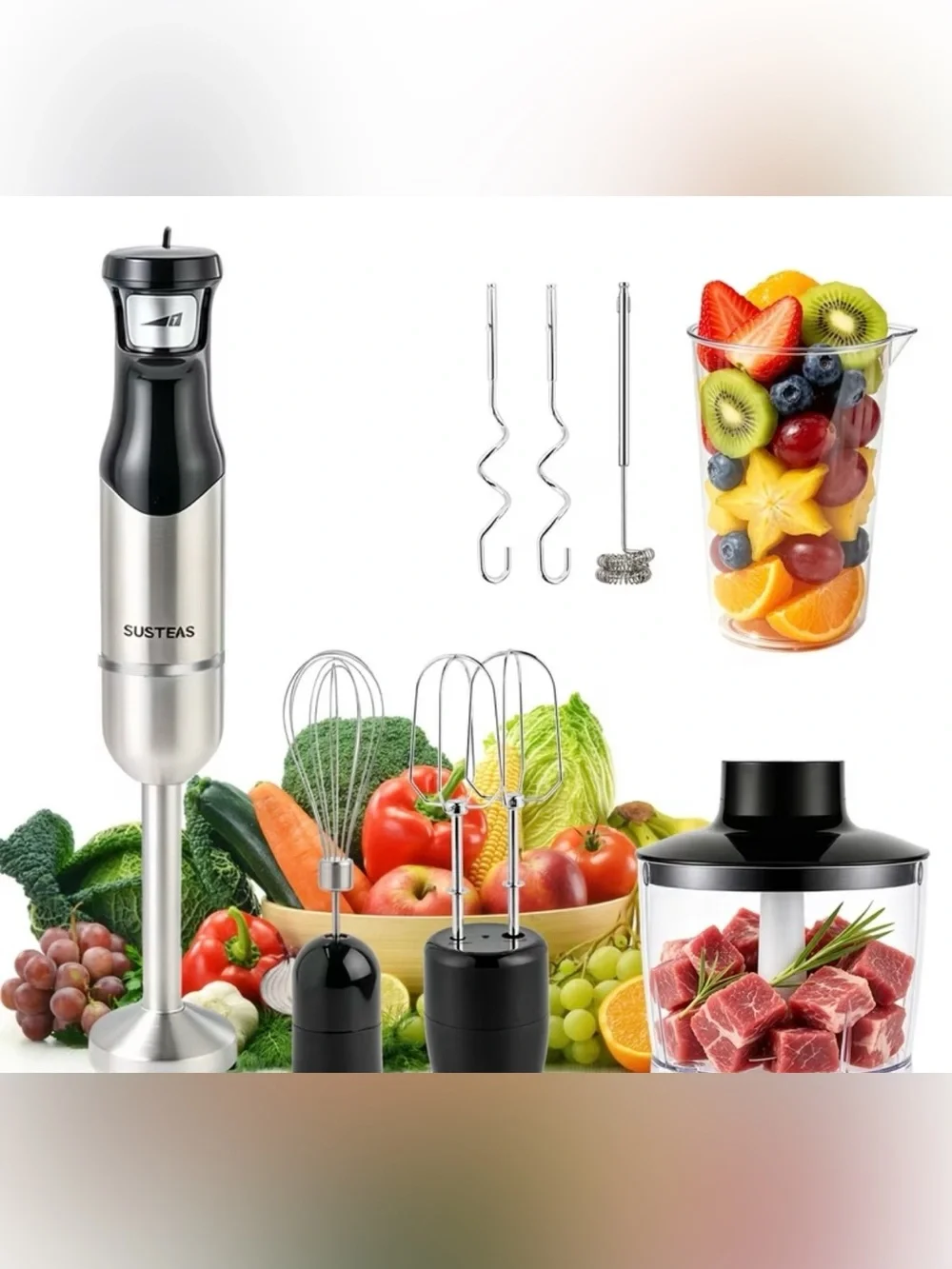 Black & Silver Immersion Hand Mixer with Attachments